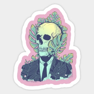 Botanical skull man Edit Sticker